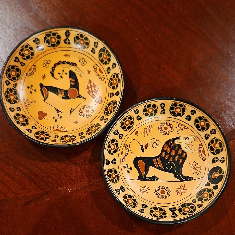 Handcrafted in Greece Decorative Wall Hanging Plates, Set of 2